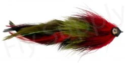 Pike Feather Olive/Red Streamer #6/0