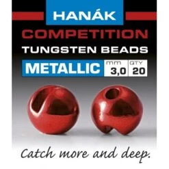 Hanak Tungsten Metallic Red Slotted Jig Beads 20pc